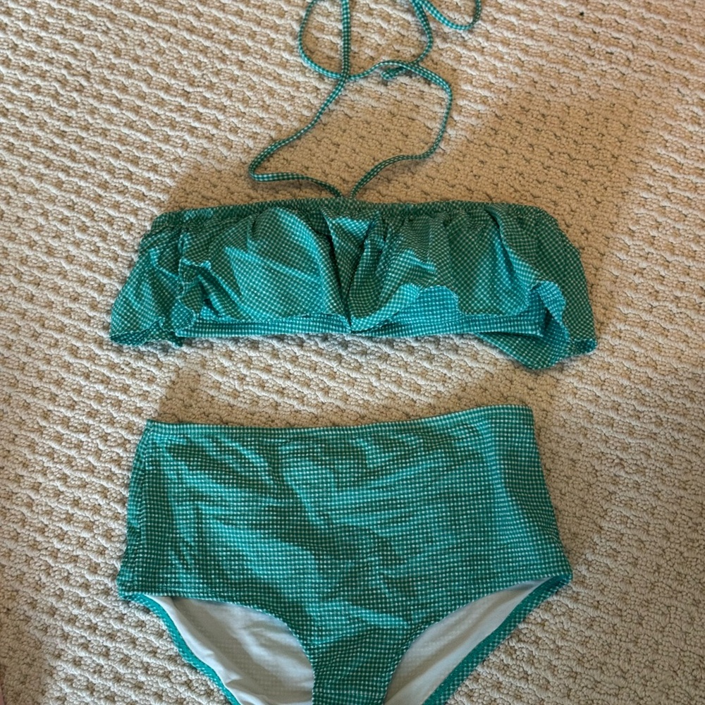 J. Crew Green Bikini with Ruched Detailing